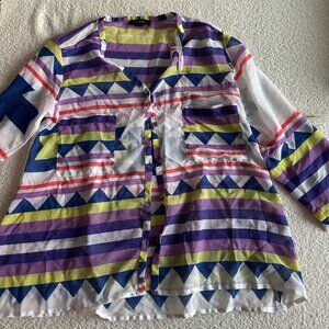 Kaktus Women's Tribal Print Colorful Top Size M – Boho Chic & Vibrant Style